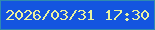 文字の大きさ：1、枠の色：2f8ab0、背景の色：1455e0、文字の色：e9f29f 無料ブログパーツのブログ時計
