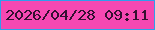 文字の大きさ：4、枠の色：2f9eec、背景の色：f648b2、文字の色：341031 無料ブログパーツのブログ時計