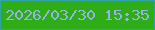 文字の大きさ：3、枠の色：2fa5a1、背景の色：2ead18、文字の色：92b5e3 無料ブログパーツのブログ時計