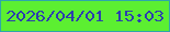 文字の大きさ：2、枠の色：2fa6aa、背景の色：5cef31、文字の色：2c3eae 無料ブログパーツのブログ時計