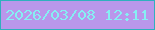 文字の大きさ：5、枠の色：2fb0be、背景の色：b997eb、文字の色：86eff3 無料ブログパーツのブログ時計