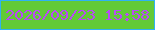 文字の大きさ：5、枠の色：2fb2f3、背景の色：62ca37、文字の色：ba49f7 無料ブログパーツのブログ時計