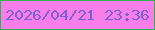 文字の大きさ：2、枠の色：2fb34d、背景の色：f97ee9、文字の色：7b60d0 無料ブログパーツのブログ時計
