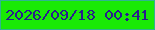 文字の大きさ：3、枠の色：2fb58f、背景の色：19ea05、文字の色：291d8d 無料ブログパーツのブログ時計