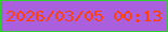 文字の大きさ：2、枠の色：2fce31、背景の色：aa60dd、文字の色：ff400b 無料ブログパーツのブログ時計