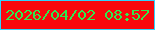 文字の大きさ：4、枠の色：2fd4fd、背景の色：f9080d、文字の色：2fea4f 無料ブログパーツのブログ時計