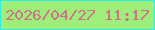 文字の大きさ：4、枠の色：2fece5、背景の色：9eef79、文字の色：d1708a 無料ブログパーツのブログ時計