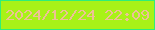 文字の大きさ：5、枠の色：2fee78、背景の色：a8f217、文字の色：edc196 無料ブログパーツのブログ時計