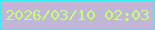文字の大きさ：3、枠の色：2ff1fe、背景の色：c1b6d5、文字の色：c6ff75 無料ブログパーツのブログ時計