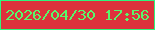 文字の大きさ：5、枠の色：2ff57c、背景の色：dd323c、文字の色：57f86b 無料ブログパーツのブログ時計