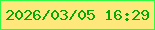 文字の大きさ：2、枠の色：2ffb44、背景の色：fee87b、文字の色：05a80b 無料ブログパーツのブログ時計
