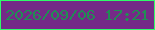 文字の大きさ：5、枠の色：2ffc69、背景の色：742a87、文字の色：208d54 無料ブログパーツのブログ時計
