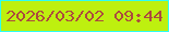 文字の大きさ：2、枠の色：2ffdf4、背景の色：bef00f、文字の色：ac4b3e 無料ブログパーツのブログ時計