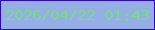 文字の大きさ：2、枠の色：3004cf、背景の色：95aee5、文字の色：76db87 無料ブログパーツのブログ時計