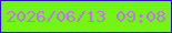 文字の大きさ：3、枠の色：3007e2、背景の色：72f512、文字の色：c66ffa 無料ブログパーツのブログ時計