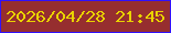 文字の大きさ：1、枠の色：3011fc、背景の色：962e2f、文字の色：e9d300 無料ブログパーツのブログ時計