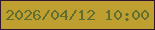 文字の大きさ：2、枠の色：301531、背景の色：bf9f2f、文字の色：606e31 無料ブログパーツのブログ時計