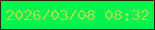 文字の大きさ：5、枠の色：301d20、背景の色：04f24d、文字の色：a0e24b 無料ブログパーツのブログ時計