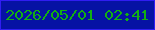 文字の大きさ：1、枠の色：301df3、背景の色：0612a4、文字の色：12ae13 無料ブログパーツのブログ時計