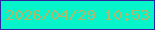 文字の大きさ：5、枠の色：30239f、背景の色：06f4c9、文字の色：b2b76f 無料ブログパーツのブログ時計