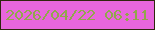 文字の大きさ：1、枠の色：30260e、背景の色：e866dd、文字の色：92a74c 無料ブログパーツのブログ時計