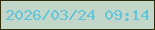 文字の大きさ：3、枠の色：302b07、背景の色：c2d6c9、文字の色：60c4d9 無料ブログパーツのブログ時計