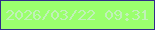 文字の大きさ：2、枠の色：302c8a、背景の色：9bff6e、文字の色：c1f1b8 無料ブログパーツのブログ時計