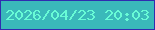 文字の大きさ：2、枠の色：302cb0、背景の色：3ab9ba、文字の色：68fbd6 無料ブログパーツのブログ時計