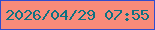 文字の大きさ：2、枠の色：304dce、背景の色：f88b7a、文字の色：0e7282 無料ブログパーツのブログ時計