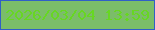 文字の大きさ：3、枠の色：305fc7、背景の色：7bbd69、文字の色：67d722 無料ブログパーツのブログ時計