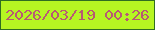 文字の大きさ：5、枠の色：306e22、背景の色：b6f622、文字の色：b85a74 無料ブログパーツのブログ時計