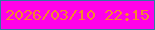 文字の大きさ：1、枠の色：3079a3、背景の色：ff02e8、文字の色：f5862d 無料ブログパーツのブログ時計