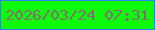 文字の大きさ：3、枠の色：3080fc、背景の色：0efa0b、文字の色：886978 無料ブログパーツのブログ時計