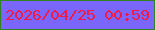 文字の大きさ：2、枠の色：308222、背景の色：7a66fa、文字の色：f11a44 無料ブログパーツのブログ時計