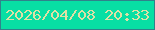 文字の大きさ：3、枠の色：30828b、背景の色：08dfa4、文字の色：dfe0a5 無料ブログパーツのブログ時計