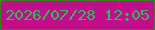 文字の大きさ：4、枠の色：30851b、背景の色：c40b8b、文字の色：26c353 無料ブログパーツのブログ時計