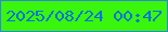 文字の大きさ：4、枠の色：3087d8、背景の色：3af60c、文字の色：0374d9 無料ブログパーツのブログ時計