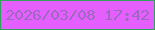 文字の大きさ：5、枠の色：30a25b、背景の色：e45ffe、文字の色：9b6abd 無料ブログパーツのブログ時計