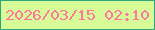 文字の大きさ：3、枠の色：30a77e、背景の色：d7fb96、文字の色：ff76a0 無料ブログパーツのブログ時計