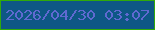 文字の大きさ：4、枠の色：30a90a、背景の色：0e5785、文字の色：6069d1 無料ブログパーツのブログ時計