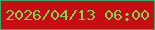 文字の大きさ：2、枠の色：30ad6d、背景の色：c70d12、文字の色：7ecf5b 無料ブログパーツのブログ時計