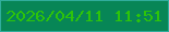 文字の大きさ：3、枠の色：30ad9c、背景の色：078656、文字の色：2dc40a 無料ブログパーツのブログ時計