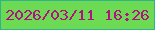 文字の大きさ：1、枠の色：30b28d、背景の色：6dda53、文字の色：b01380 無料ブログパーツのブログ時計