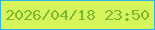 文字の大きさ：2、枠の色：30b3e8、背景の色：d6f55b、文字の色：7cb731 無料ブログパーツのブログ時計
