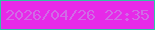 文字の大きさ：5、枠の色：30c4a5、背景の色：e62ae8、文字の色：d16be6 無料ブログパーツのブログ時計