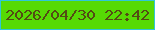 文字の大きさ：4、枠の色：30c6d7、背景の色：56da04、文字の色：534c14 無料ブログパーツのブログ時計