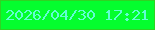 文字の大きさ：1、枠の色：30d323、背景の色：04fe2e、文字の色：62fdd3 無料ブログパーツのブログ時計
