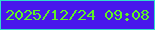 文字の大きさ：3、枠の色：30dcce、背景の色：4917ec、文字の色：5ef225 無料ブログパーツのブログ時計