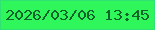 文字の大きさ：1、枠の色：30e273、背景の色：2ff75b、文字の色：13642a 無料ブログパーツのブログ時計