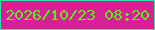 文字の大きさ：3、枠の色：30e69f、背景の色：d62093、文字の色：5eee14 無料ブログパーツのブログ時計